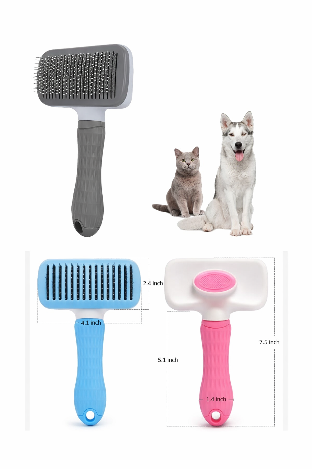 Cepillo Slicker Autolimpiante para Perros y Gatos