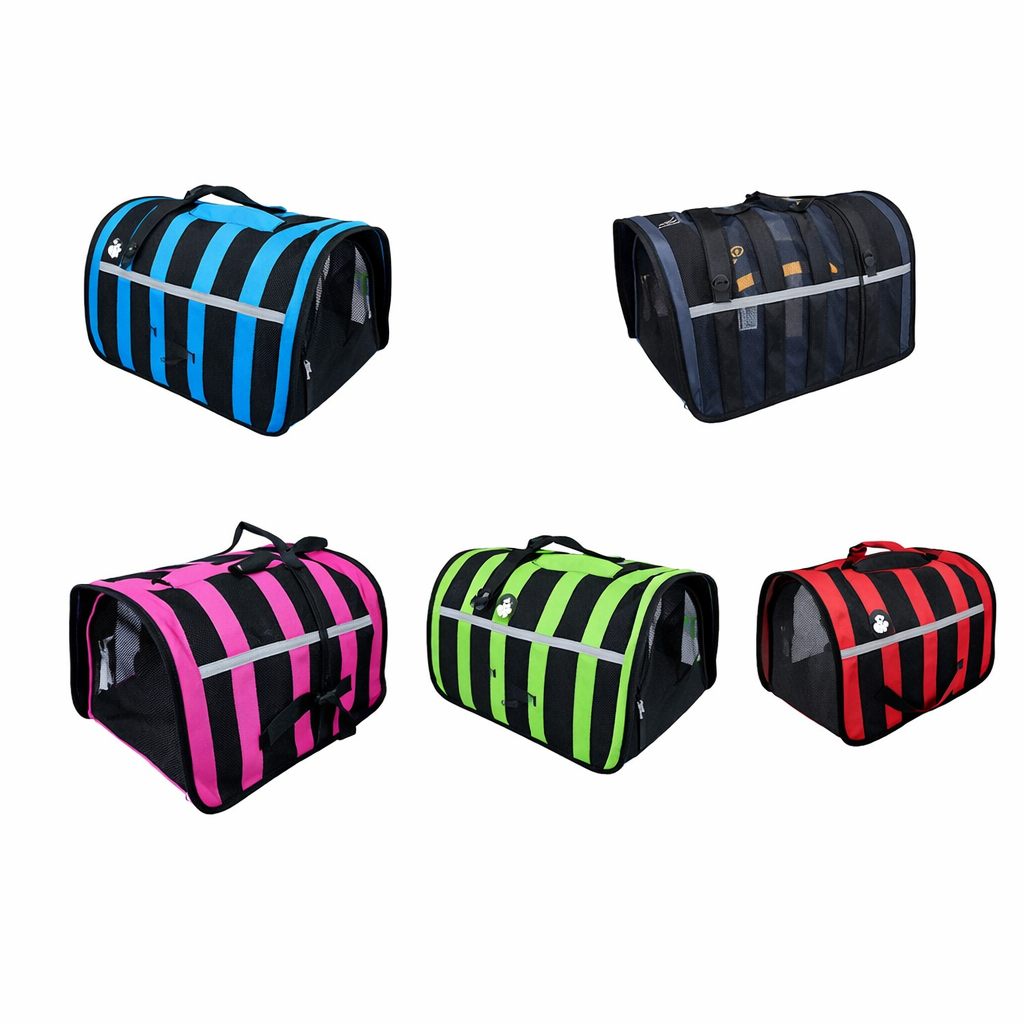 Bolsa Transportadora de Tela a Rayas para Mascotas