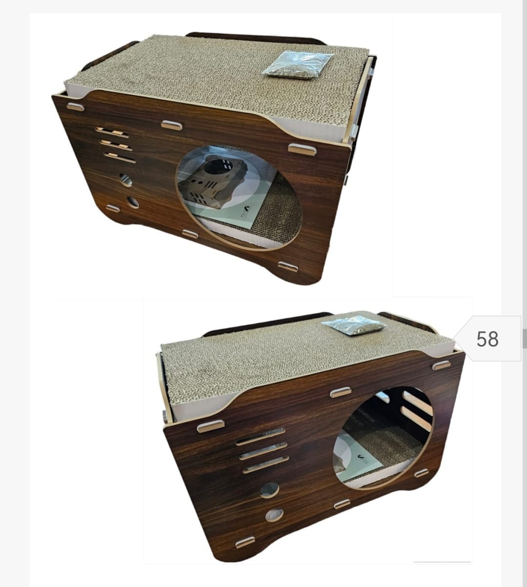 Casa cueva para gatos con arañador